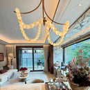 Axyaa Nordic Style Pearl Marble Pendant Lamp, Spanish Stone Design in Brass Black Nickel