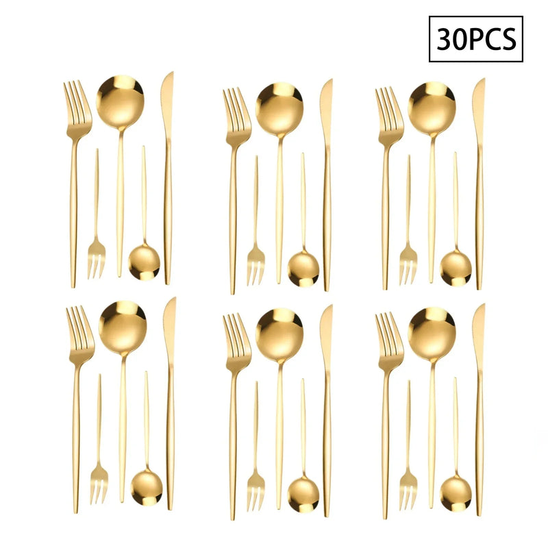 Axyaa 30/90pcs Stainless Steel Portuguese Cutlery Set for Family and Hotel