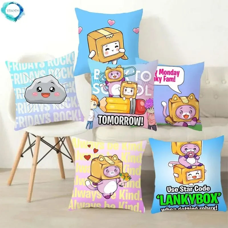Axyaa Cartoon Print Designer Pillow Cases: Lankybox Series Home Decor Cushion Cover