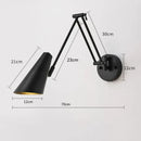Axyaa Swing Arm LED Wall Sconce - Telescopic Rocker Switch Bedside Lamp