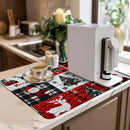 Axyaa Christmas Snow Coffee Cup Drying Mat Non-slip Absorbent Kitchen Counter Drain Mat