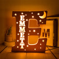 Axyaa Personalized LED Name Wall Decor Night Light with Stars for Family, Couples, Kids - Wooden Lamp