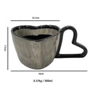 Axyaa Heart Ceramic Coffee Cup 300ml Striped Latte Mug - Exquisite Home Drinkware