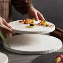 Axyaa Stone Ceramic Steak Serving Plate Set - Restaurant Tableware