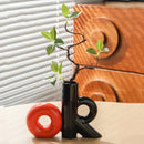 Axyaa Hollowed-out Spliced Ceramic Vase Cartoon Letter OK Terrarium Decor Room Accessory