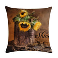 Axyaa Sunflower Pattern Linen Throw Pillow - 45*45cm