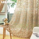 Axyaa Floral Jacquard Tulle Curtains: European Retro Style for Living Room Decor