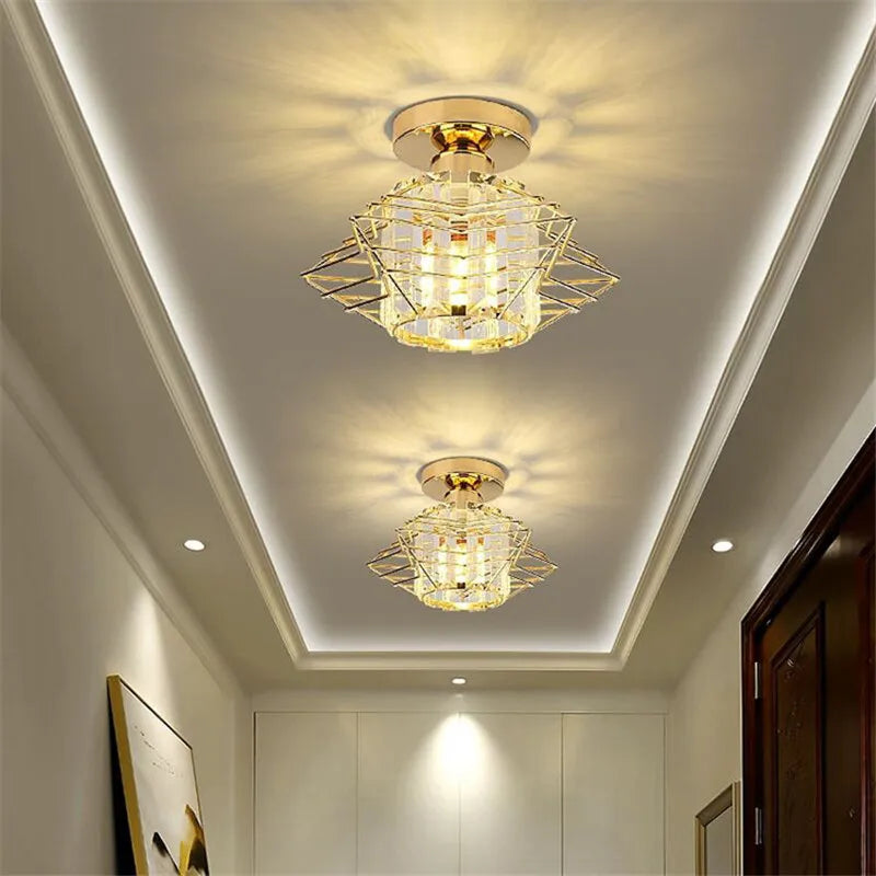 Axyaa Crystal Pentastar Chandelier for Bedroom Porch Corridor Balcony Aisle Cloakroom