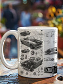 Axyaa Retro 1960s Style Car Art Mug - Microwave Safe, Ideal for Coffee Enthusiasts