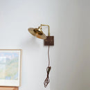 Axyaa Rotating LED Wall Light Fixture - Wood and Copper Bedside Lamp