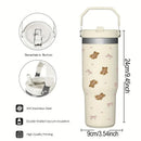 Axyaa Stainless Steel Thermal Water Bottle with Straw Handle, 30oz Insulated Tumbler
