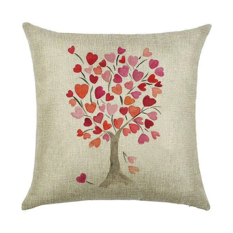 Axyaa Cartoon Pattern Linen Pillowcase - Home Sofa Decorative Cushion Cover