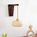 Axyaa Glass Walnut LED Wall Sconce Nordic Stair Light Fixture Modern Style Bed Living Balcony