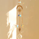 Axyaa Crystal Butterfly Moon Prism Suncatcher - Outdoor Rainbow Maker Fairy Garden Decor