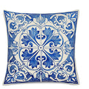 Axyaa Floral Pattern Pillow Cover for Sofa, Bedroom, Car - Blue and White