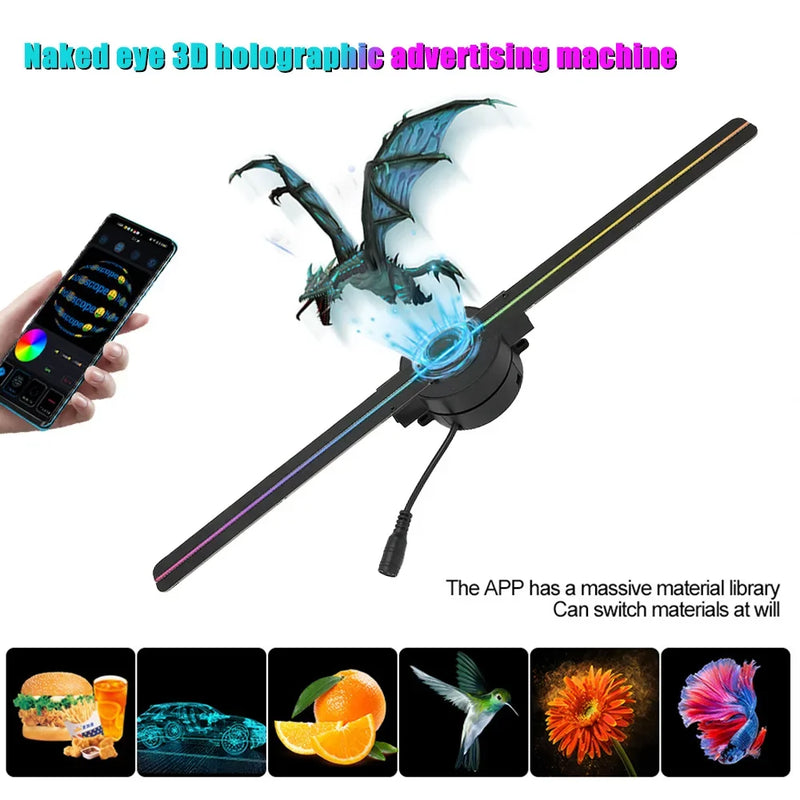 Axyaa 3D Holographic Fan Display Projector - 42cm Suspended Advertising Machine