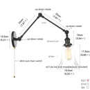 Axyaa Industrial Clear Glass LED Wall Lamp Pull Chain Switch Vintage Style