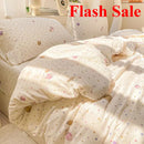 Axyaa Cloud Super Soft Kapok Mattress in Cream Wind Wrinkled Double-Layer Yarn - 4-Piece Set