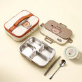 Axyaa Stainless Steel Divided Lunch Box Set - Large Capacity, Microwave Safe