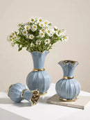 Axyaa Blue and White Porcelain Vase: European Style Home Decor, High-End Floral Arrangement