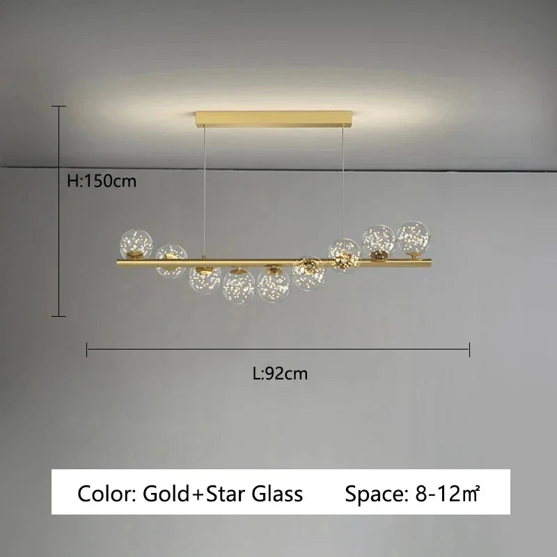 Axyaa Starry Sky LED Pendant Light Glass Bubble Chandelier for Dining Kitchen Island