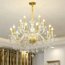 Axyaa Gold Crystal Chandelier: Vintage Industrial Style for Living & Dining Room