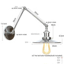Axyaa Vintage Industrial Style Wall Sconce Lamp, Long Arm Adjustable LED, Pull Chain Switch