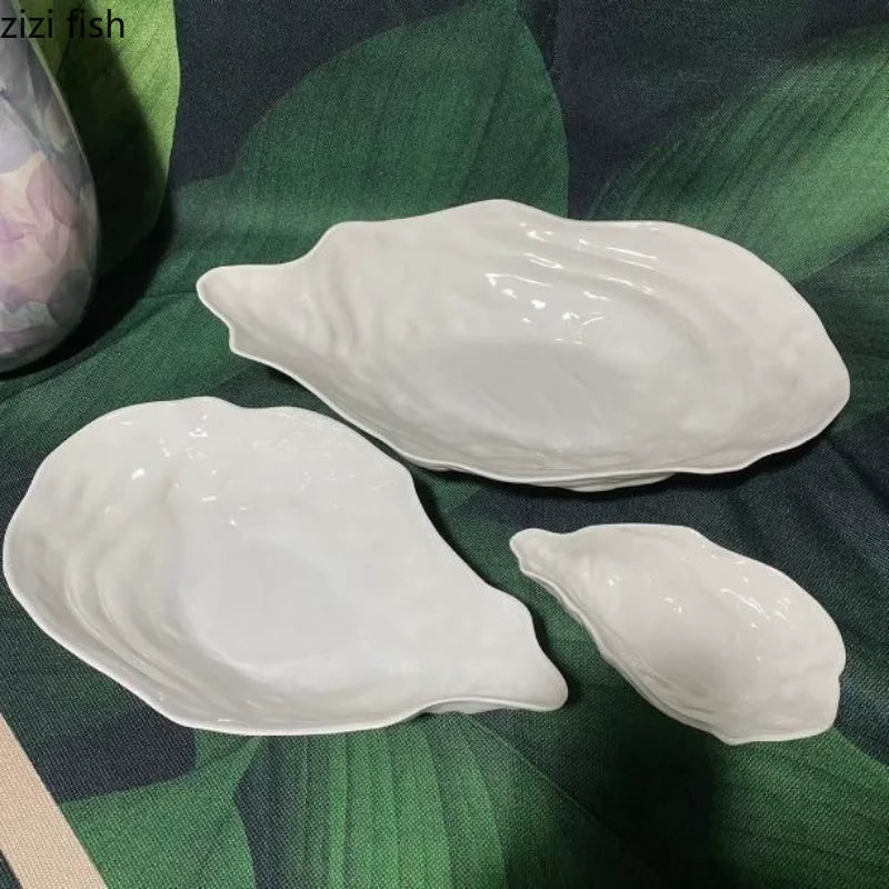 Axya Oyster Ceramic Dinner Plate Sushi Set Fruit Salad Bowl Snack Tray