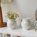 Axyaa Retro Relief Ceramic Vase Living Room Decor White Milk Pot vase