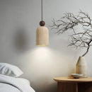Axyaa Yellow Travertine LED Pendant Lamp Wood Stone Hanging Light