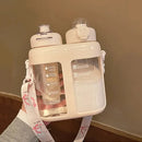 Axyaa Double Drink Water Bottles with Tea Filter and Straw - BPA Free