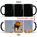 Axyaa Color Changing Animal Ceramic Mug Lion Tiger Heat Sensitive Coffee Cup