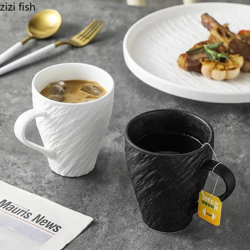 Axya Rock Texture Ceramic Mug - Solid Color Breakfast Cup, Tea Cup, Juice Cup