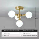 Axyaa White Glass Ball Ceiling Chandelier with Copper LED - Minimalist Nordic Luxury
