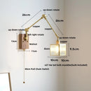Axyaa Cube Glass LED Wall Lights - Walnut Wood Finish