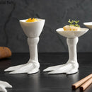Axyaa High Foot Ceramic Goose Feet Dim Sum Plate for Molecular Cuisine