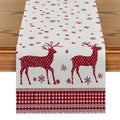 Axyaa Christmas Deer Snowflake Table Runner - Elegant Festive Dining Decor