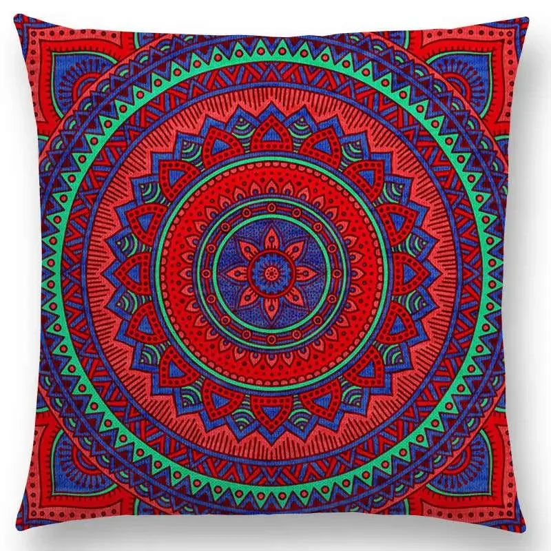 Axyaa Boho Rainbow Mandala Pillow Case Sun Moon Flowers Dream Fantasy Cover