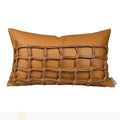 Axyaa Orange Gray Leather Woven Cushion Pillow Handmade Minimalist Room Decoration
