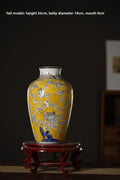 Axyaa Blue & White Porcelain Hydroponic Flower Vase, Living Room Decor Item