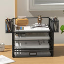 Axyaa Mesh Desktop File Organizer with Drawer - Metal Desk Tray Holder