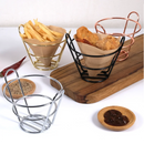 Axyaa French Fries Cone Basket Holder Set - Food Display Rack with Dip Dishes & Chicken Snack Bowl