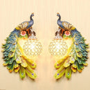 Axyaa Peacock Wall Lamp - Retro Aesthetic Resin Art, European Design for Bedroom and Corridor