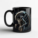 Axyaa Alien Pattern Ceramic Mug - Sci-Fi Design, 325ml - Microwave Safe