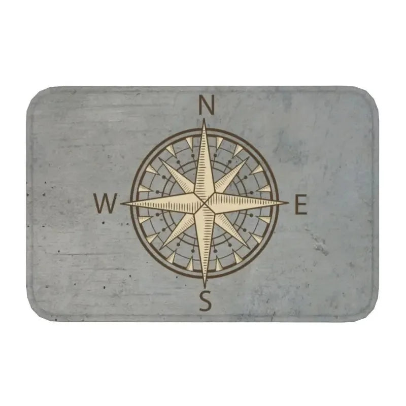 Axyaa Nautical Compass Anchor Rudder Printed Small Non-slip Doormat