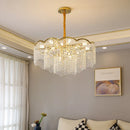 Axyaa Gold Crystal Chandelier for High Ceiling Villa Décor