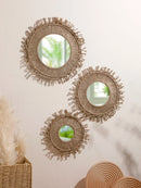 Axyaa Boho Macrame Round Wall Mirror Home Decor