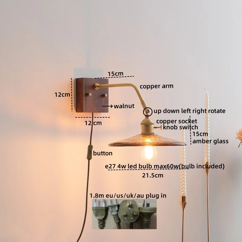Axyaa LED Wall Sconce Pull Chain Switch Modern Style Nordic Mirror Light Fixtures