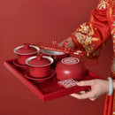 Axyaa Wooden Chinese Wedding Tray Set Home Decor Chopsticks Dry Tea Tray