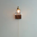 Axyaa Nordic Rotatable Wood LED Wall Sconce with Glass Shade & Pull Chain Switch